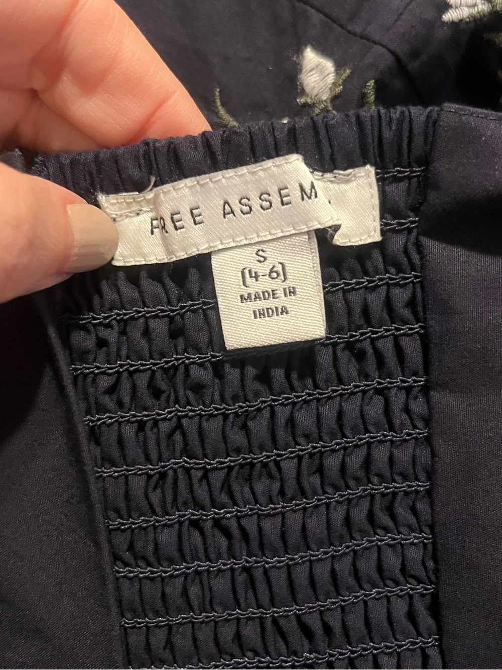 NWT! Free Assembly Floral Embroidered Midi Dress in Deepest Navy. Small. - Picture 4 of 7